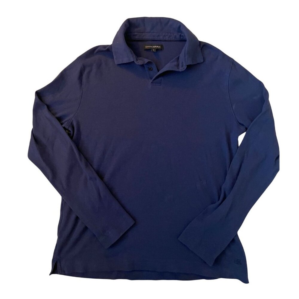 Men's Banana Republic Navy Long Sleeve Polo - Size S